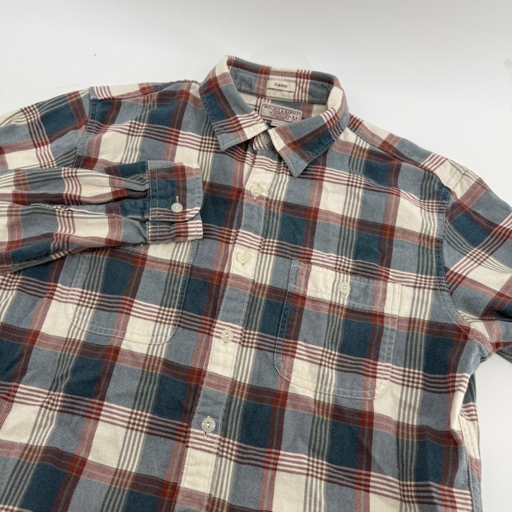 Wallace & Barnes J.Crew Mens Medium Classic Fit Flannel Plaid Button Down Shirt